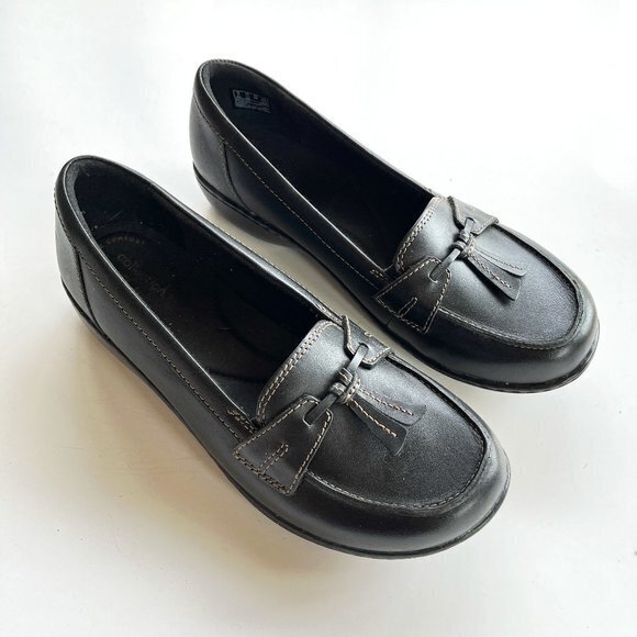 Clarks Channing Ann 22545 Slip on Loafer Black Leather Women's Size 7.5 … - Picture 1 of 6